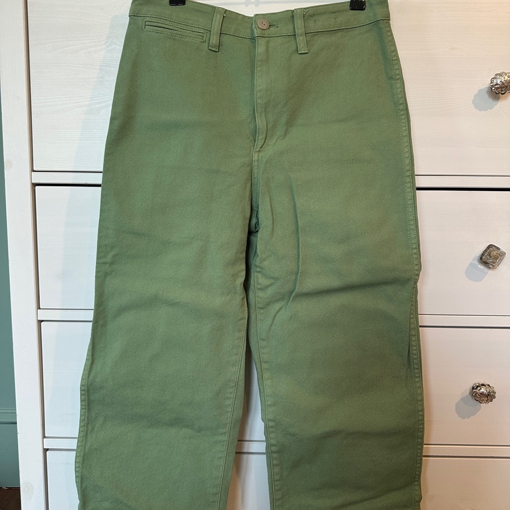 Madewell Green Slim Emmett Wide-Leg Crop Pants Size 27P GENTLY USED